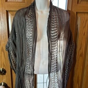💚3/$25 Elegant Gray Sheer Shawl with silver sequins accents